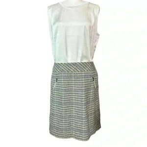 Talbots Wool Blend Herringbone Pencil Skirt Chartuse Green, Blue,Black Size 8